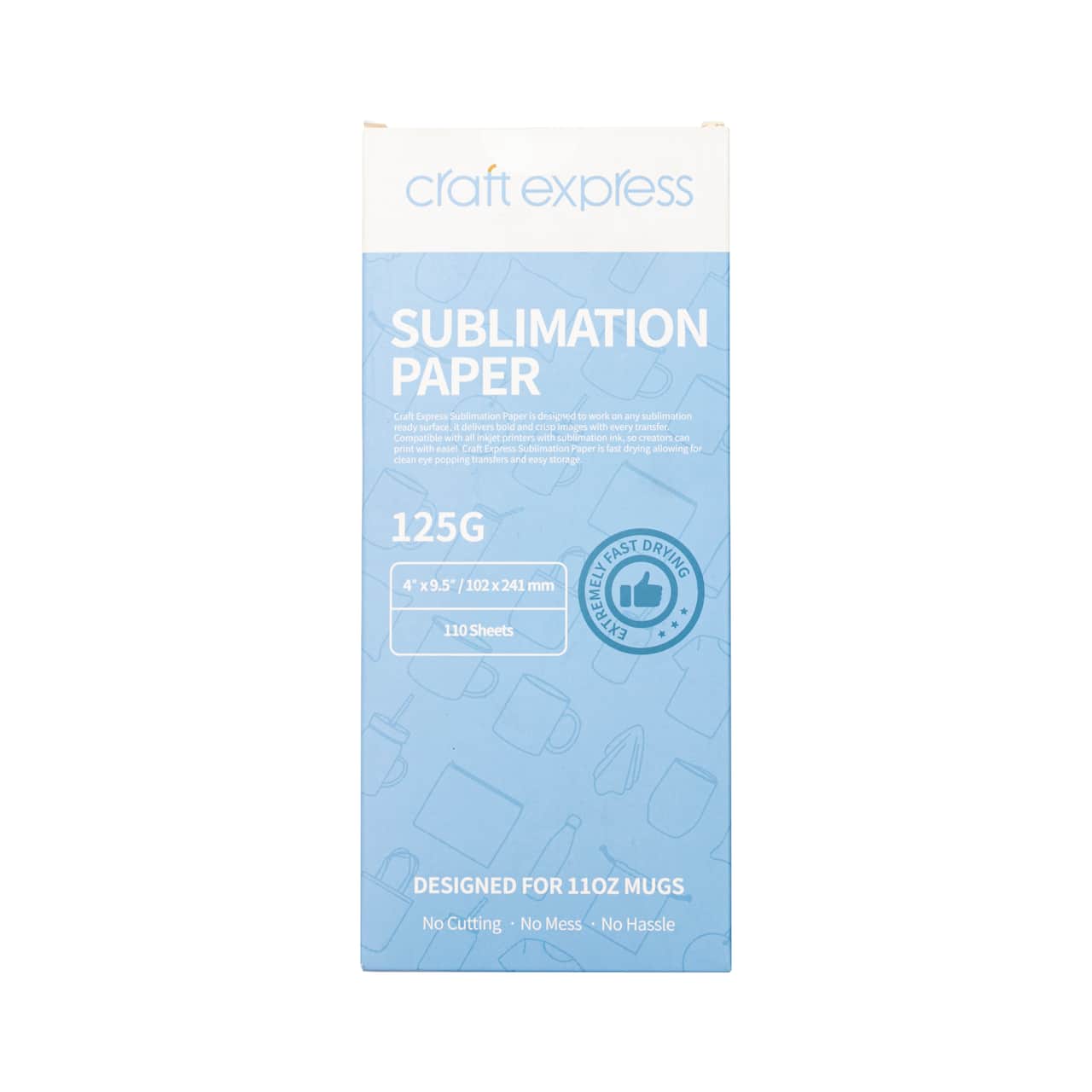 Craft Express White 4 x 9.5 Mug Sublimation Paper, 110 Sheets